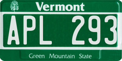 VT license plate APL293