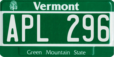 VT license plate APL296