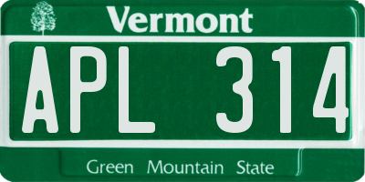VT license plate APL314
