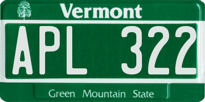 VT license plate APL322
