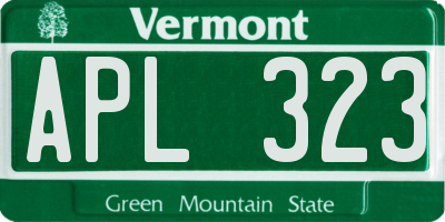 VT license plate APL323