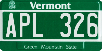 VT license plate APL326