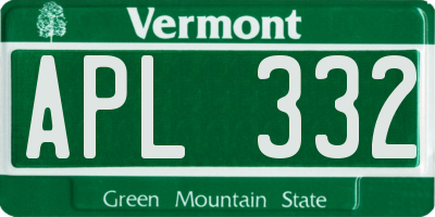 VT license plate APL332