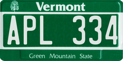 VT license plate APL334