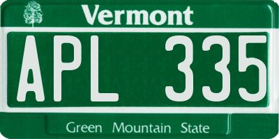 VT license plate APL335