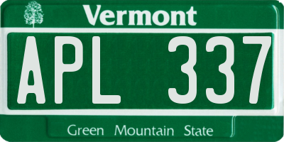 VT license plate APL337