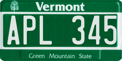 VT license plate APL345