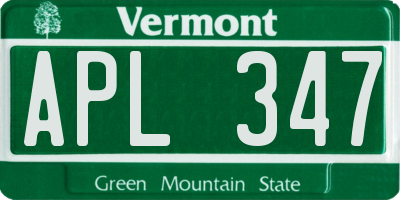 VT license plate APL347