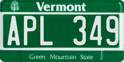 VT license plate APL349