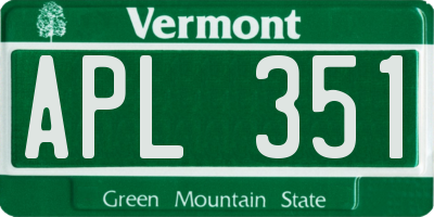 VT license plate APL351