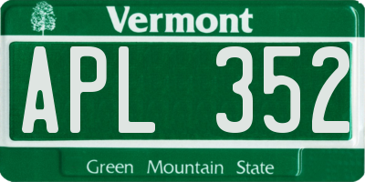 VT license plate APL352