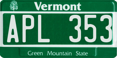 VT license plate APL353