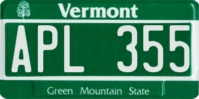 VT license plate APL355