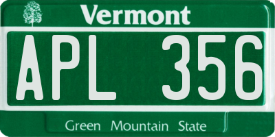 VT license plate APL356