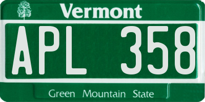 VT license plate APL358