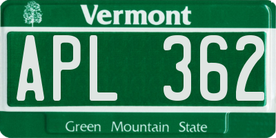 VT license plate APL362