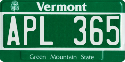 VT license plate APL365