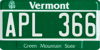 VT license plate APL366