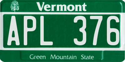 VT license plate APL376