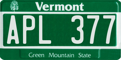 VT license plate APL377