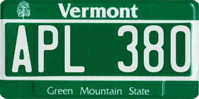 VT license plate APL380