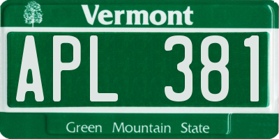 VT license plate APL381