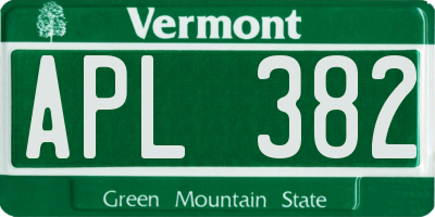 VT license plate APL382