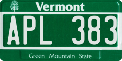VT license plate APL383
