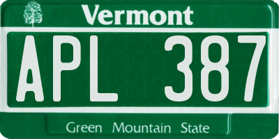 VT license plate APL387