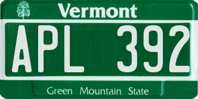 VT license plate APL392
