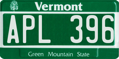 VT license plate APL396