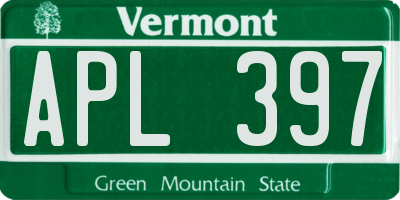 VT license plate APL397