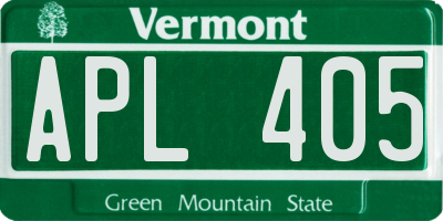 VT license plate APL405