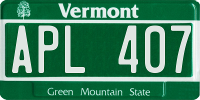 VT license plate APL407