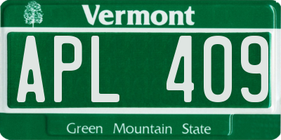 VT license plate APL409