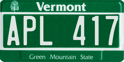 VT license plate APL417