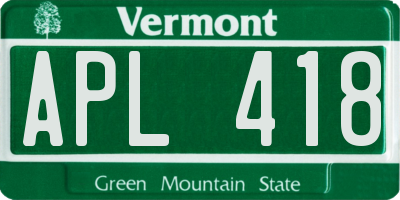 VT license plate APL418