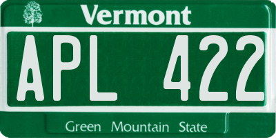 VT license plate APL422