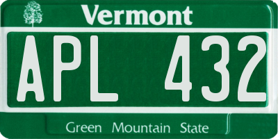 VT license plate APL432