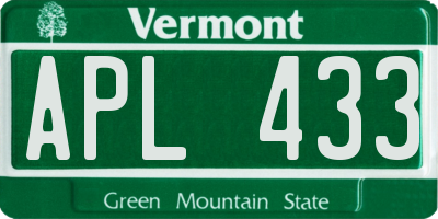 VT license plate APL433