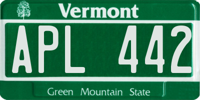VT license plate APL442