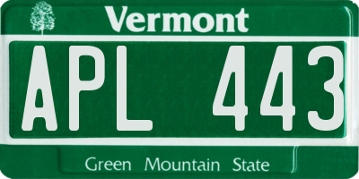 VT license plate APL443