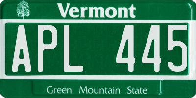 VT license plate APL445
