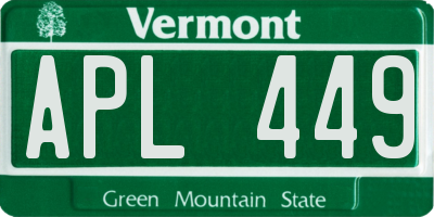 VT license plate APL449