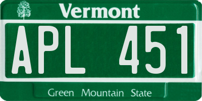 VT license plate APL451