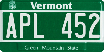 VT license plate APL452