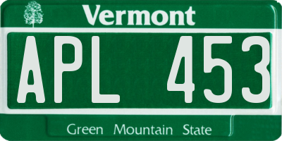 VT license plate APL453