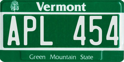VT license plate APL454