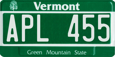 VT license plate APL455