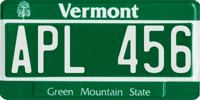 VT license plate APL456